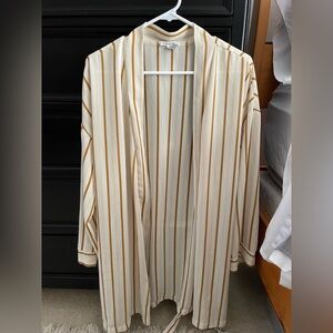 Calvin Klein Cream and Gold Striped Robe